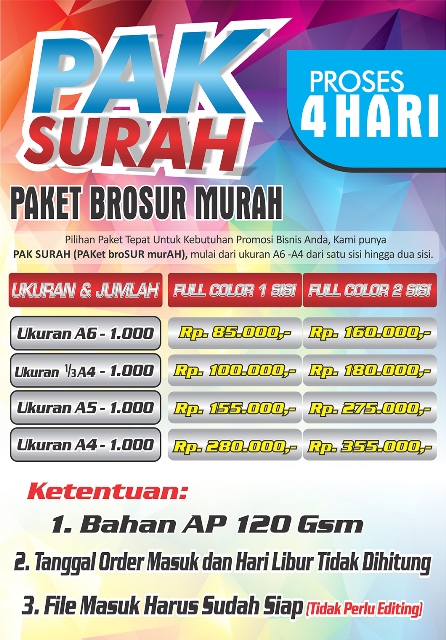 Harga cetak brosur 2017 termurah surabaya